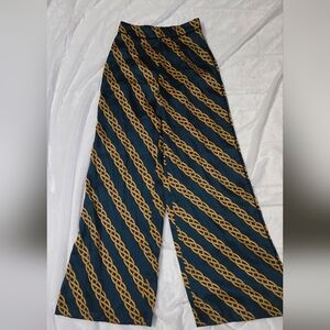 Forever 21 Navy and Gold Chain Wide Leg Pants